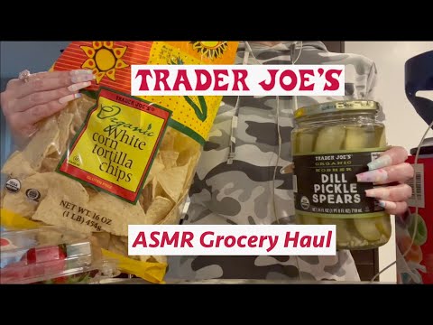 ASMR Gum Chewing Trader Joe's Grocery Haul | Whispered