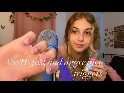 ASMR fast and aggressive triggers for tingles 🍓 nail, mic and fingertip tapping, lid sounds, etc