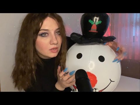 ASMR Blowing And Playing With Inflatables | Snowman ball⛄️ Spit Painting Asmr