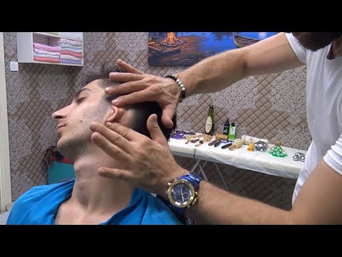ASMR turkish barber massage = NECK CRACK=( head,back,toksen,arm,face,ear,sleep,olive oil massage )