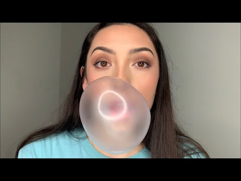 ASMR Lip Gloss, Chewing, Bubblegum Blowing, Mouth Sounds | Whispered