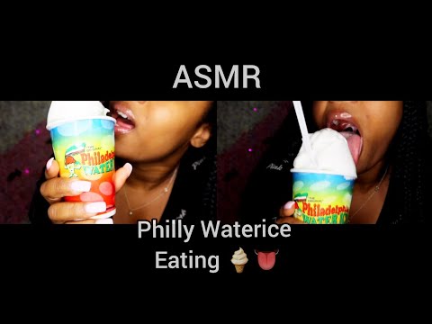 [ASMR] Philly Water Ice Eating🍧🍦👅 With slurping sounds up close wet mouth sounds 💦