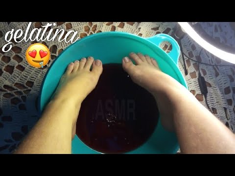 ASMR CASEIRO: Gelatina nos pés + som de chuva