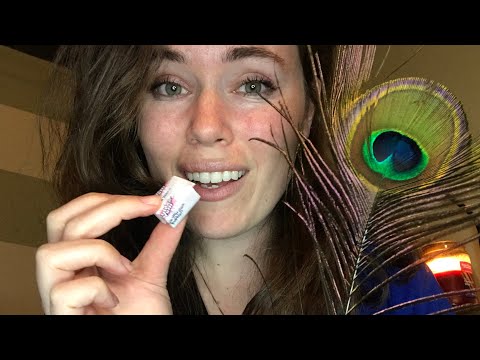 ASMR Positive Affirmation Check In w/ Gum Chewing, Whisper/Soft Spoken, and a Peacock Feather 😂