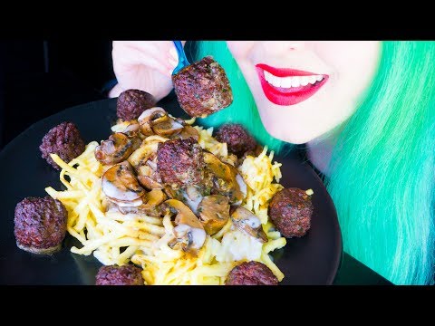 ASMR: Gourmet Meatballs & Spätzle Noodles w/ Mushroom Gravy ~ Relaxing Eating Sounds [No Talking|V]😻