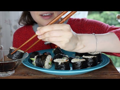 ASMR Whisper Crunchy Eating Sounds | Sushi, Mashed Rotabaga & Salad | Mukbang 먹방