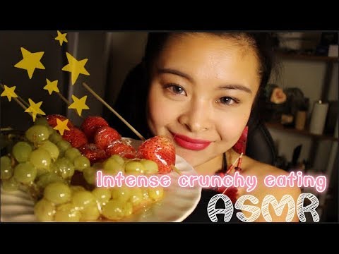SAS-ASMR recipe | CANDIED STRAWBERRY asmr | juicy&crunchy eating ASMR | 冰糖草莓助眠声