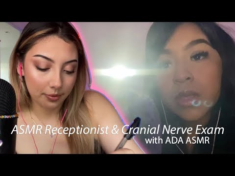 ASMR Cranial Nerve Exam + Receptionist RP with @adaasmrtingles 🩺💡| Whispered (bloopers at the end)