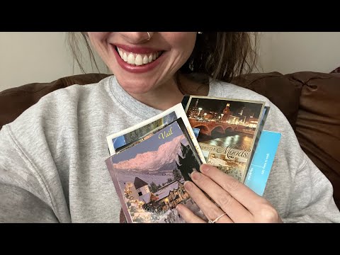 ASMR - Soft Spoken Gum Chewing - Post Card Haul Pt. 4 North and South America