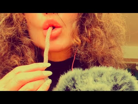 ASMR Ms Frizzle returns with sticky, chewy, strawberry lace sucking & licking, slurping mouth sounds