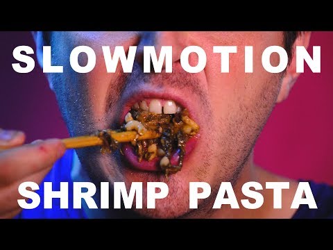 INTENSE ASMR SLOW MOTION Spicy Shrimp Pasta ! 먹방 MUKBANG