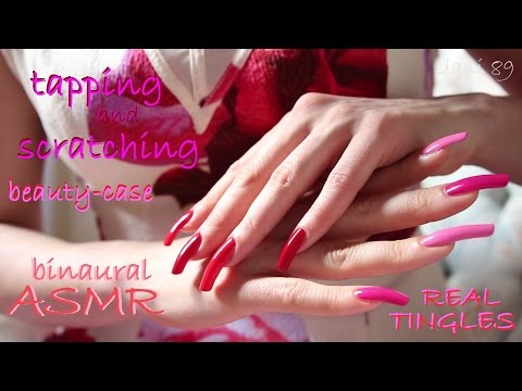 ASMR 🎧 Binaural TRIGGERS ✨ Tapping & Scratching on beauty-case with extravagant manicure 💅
