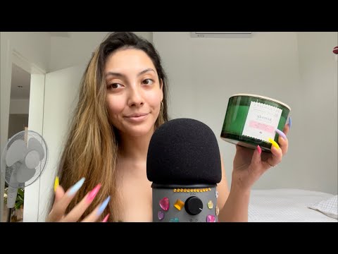 ASMR Extra Long Nail Tapping on Glass, Wood, Plastic, Cardboard, & Metal | Whispered 💜