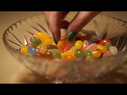 Binaural ASMR. Eating Jelly Beans, Crinkling & Clicking Sounds (Glass Bowl)