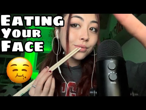 ASMR eating your face 🍽💤 (mouth sounds) *eating away the negative energy*