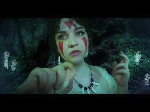 Princess Mononoke cleans your wounds 🐺 [ASMR] (Mirrored Face Touching, Personal Attention, etc)
