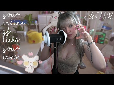 YOUR ONLINE GIRLFRIEND LICKS YOUR EARS 🎀 ASMR TINGLES
