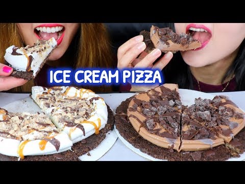 ASMR ICE CREAM PIZZA (CHOCOLATE BROWNIE) 아이스크림 피자 리얼사운드 먹방 アイスクリーム 冰淇淋 Kem cây | Kim&Liz ASMR