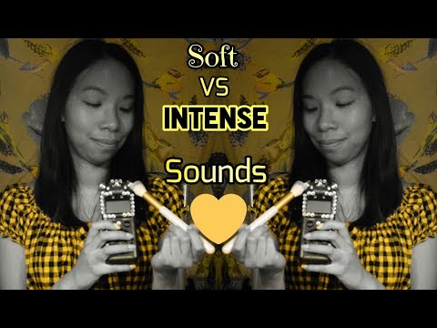 ASMR NO TALKING: Soft vs Intense Sounds in Yellow 💛🌻 | Tingly Mic Brushing & Ear Blowing