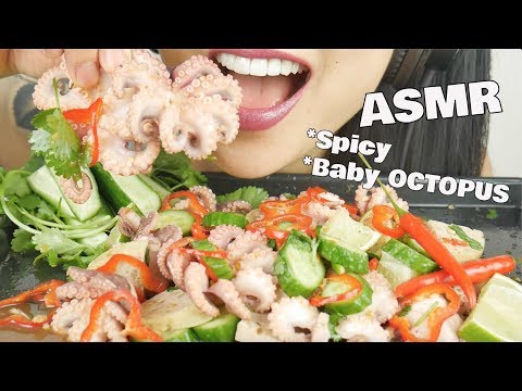 ASMR SPICY BABY OCTOPUS THAI SALAD (EXTREME CHEWY CRUNCHY EATING SOUNDS) NO TALKING | SAS-ASMR