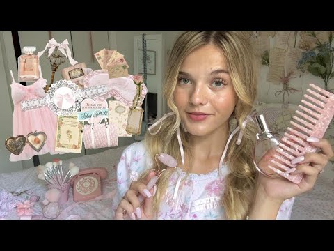 ASMR Giving You An Angelic Coquette Makeover 🎀🧸🩰 (hair, makeup, outfit, nails) ₊˚⊹♡