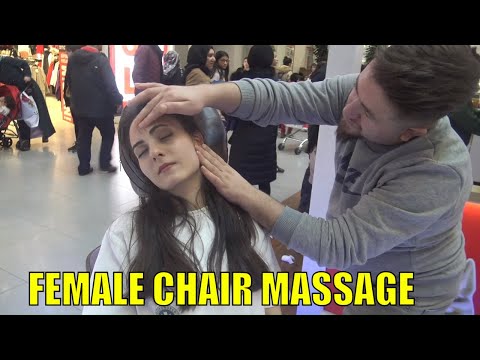 ASMR FEMALE CHAIR MASSAGE + NECK CRACK + female back ,neck ,face ,arm ,sleep massage= bayan masajı
