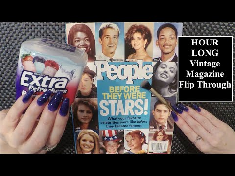 Hour Long Vintage Magazine Flip Through | Gum Chewing, Whispered ASMR Before They Were Stars