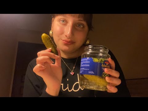 Asmr pickle cucumber mukbang💚