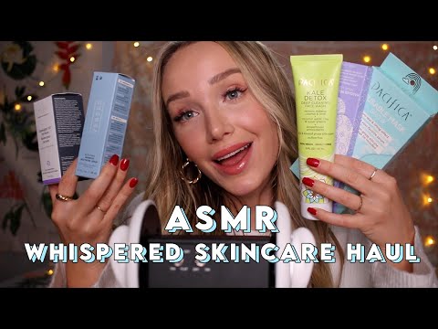ASMR Whispered Skincare Haul (w/ tapping & tracing) // GwenGwiz