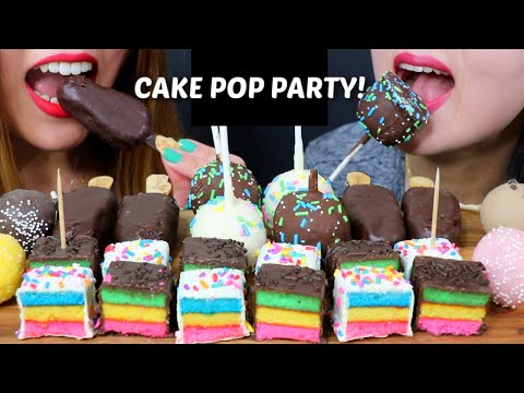 ASMR CAKE POP PARTY! + STARBUCKS FRAPPUCCINOS 초콜릿 케이크팝 리얼사운드 먹방| Kim&Liz ASMR
