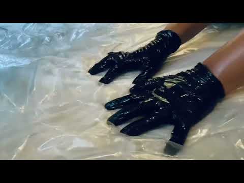 ASMR| Oily black latex gloves massaging plastic￼🧴😌 ~No Talking~