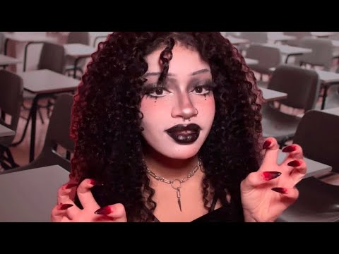 Goth Girl in the Back of the Class Has a Crush on You!🖤 Wlw ASMR Roleplay, Makeup Application