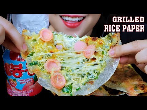 ASMR GRILLED RICE PAPER WITH CHEESE AND SAUSAGE EATING SOUNDS | LINH-ASMR