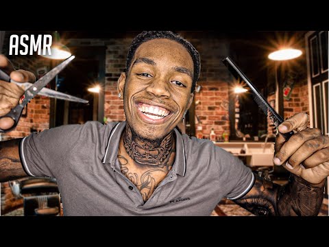ASMR | ** BARBERSHOP HAIRCUT ROLEPLAY** For SLEEP And RELAXATION WHISPERS, SHAVING SOUNDS , TAPPING.