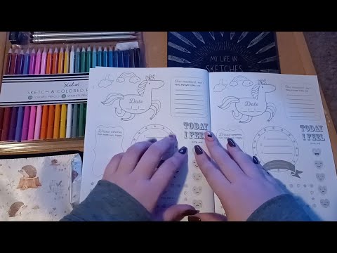 ASMR- Writing in My Gratitude Journal and My Life in Sketches book (drawing, whispering, rummaging)