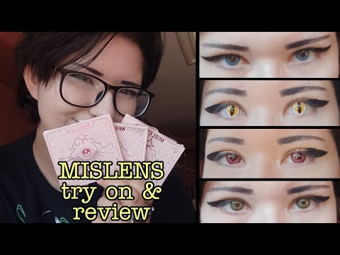 ASMR | Mislens try on & review | coloured contact lenses