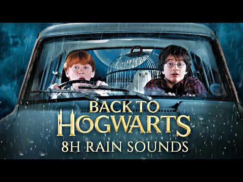 8H Rain Inside Car 🌧️ Harry Potter ASMR Ambience 🌧️ Flying Car with Harry & Ron - Back to Hogwarts