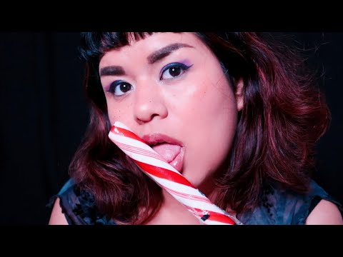 ASMR Licking and Sucking a Candy Cane (Mouth Sounds)