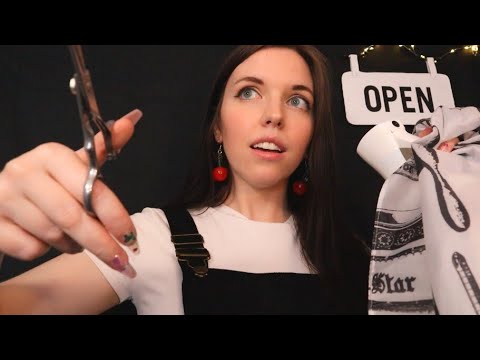 ASMR for Men | Inexperienced Girl Gives You Ultimate Barbershop Haircut ✂ You're laying down!