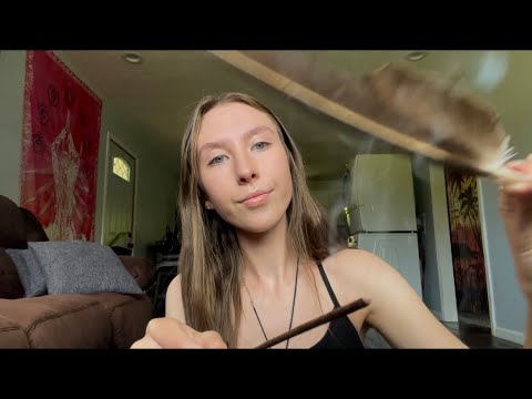 Asmr Tarot Reading and Energy Cleansing🧿🪬 (personal attention, and tapping/scratching on items)