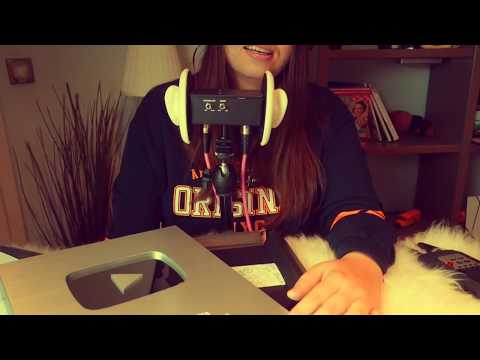ASMR 100 000 SUBS PLAY BUTTON UNBOXING+ICE CREAM EATING SOUNDS