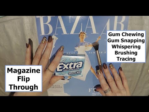 ASMR Intense Gum Chewing & Snapping. Magazine Flip Through. Whispers, Tracing, Brushing