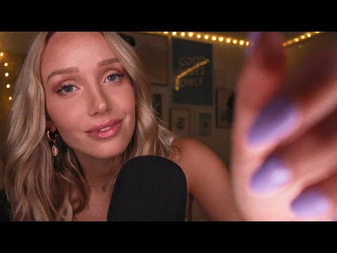 ASMR Whispered Trigger Words | with face touching + brushing