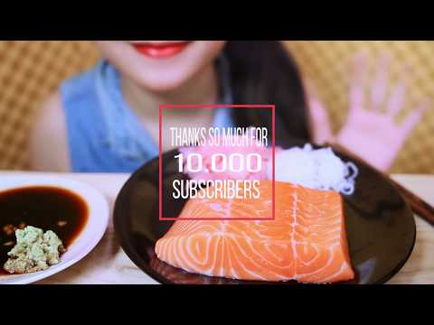 ASMR Salmon Sashimi (EXTREME SAVAGE EATING) Whole Big Slice NO TALKING | LINH-ASMR