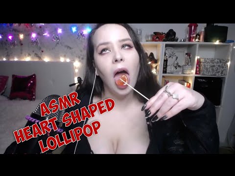 ASMR heart shaped lollipop licking mouth sounds