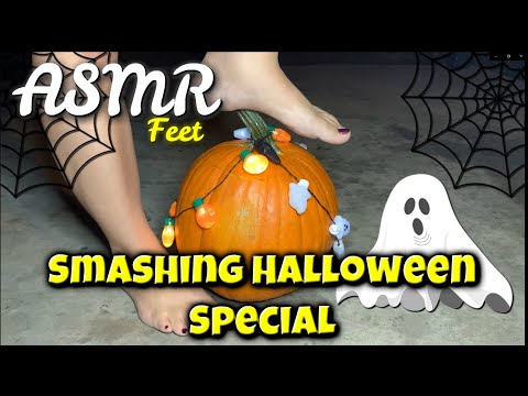 Smashing Pumpkin with FEET! 🎃 - Halloween Special | ASMR FEET