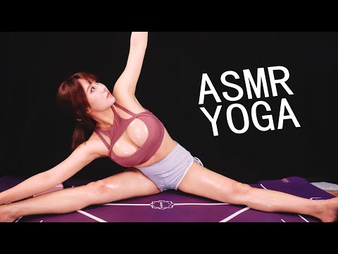 Yoga ASMR Hot Girl Yoga Challenge | Leg Stretching Massage | Ear Licking and Mouth Sound