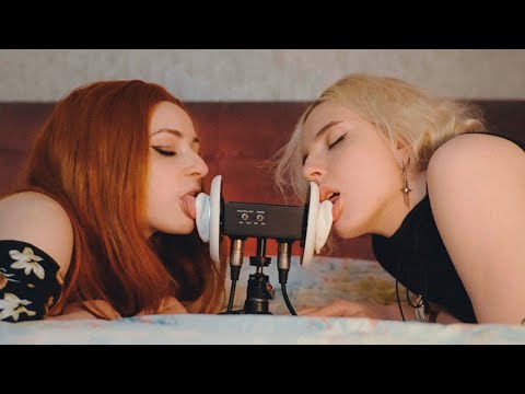 ASMR Double Licking Sounds with Yori & Elsa (3Dio, 4K)