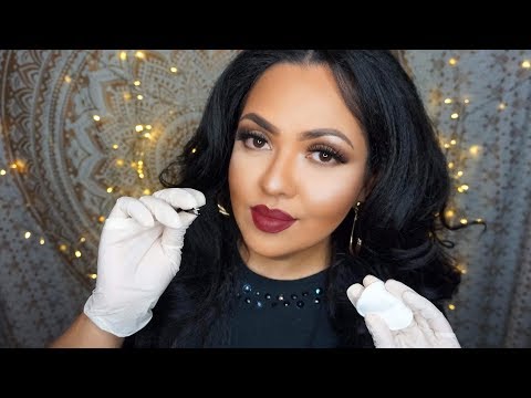 ASMR Eyebrow Plucking and Face Massage Gloves Sounds