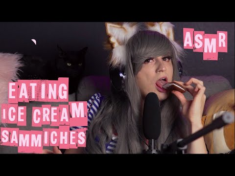 ASMR Fox Mouth Sounds - Eating 2 Ice Cream Sandwiches - Ft. Griever